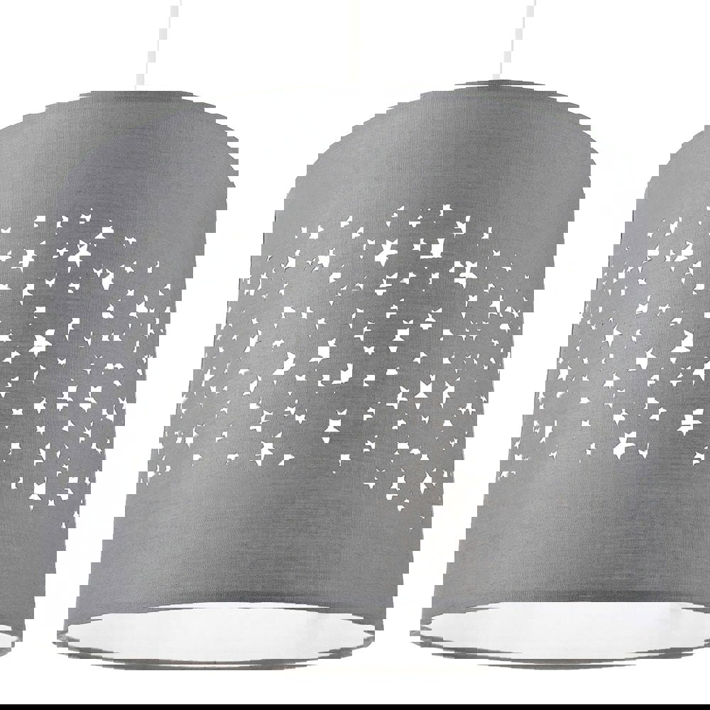 Stars Decorated Children/Kids Soft Grey Cotton Bedroom Pendant or Lamp Shade Image 1