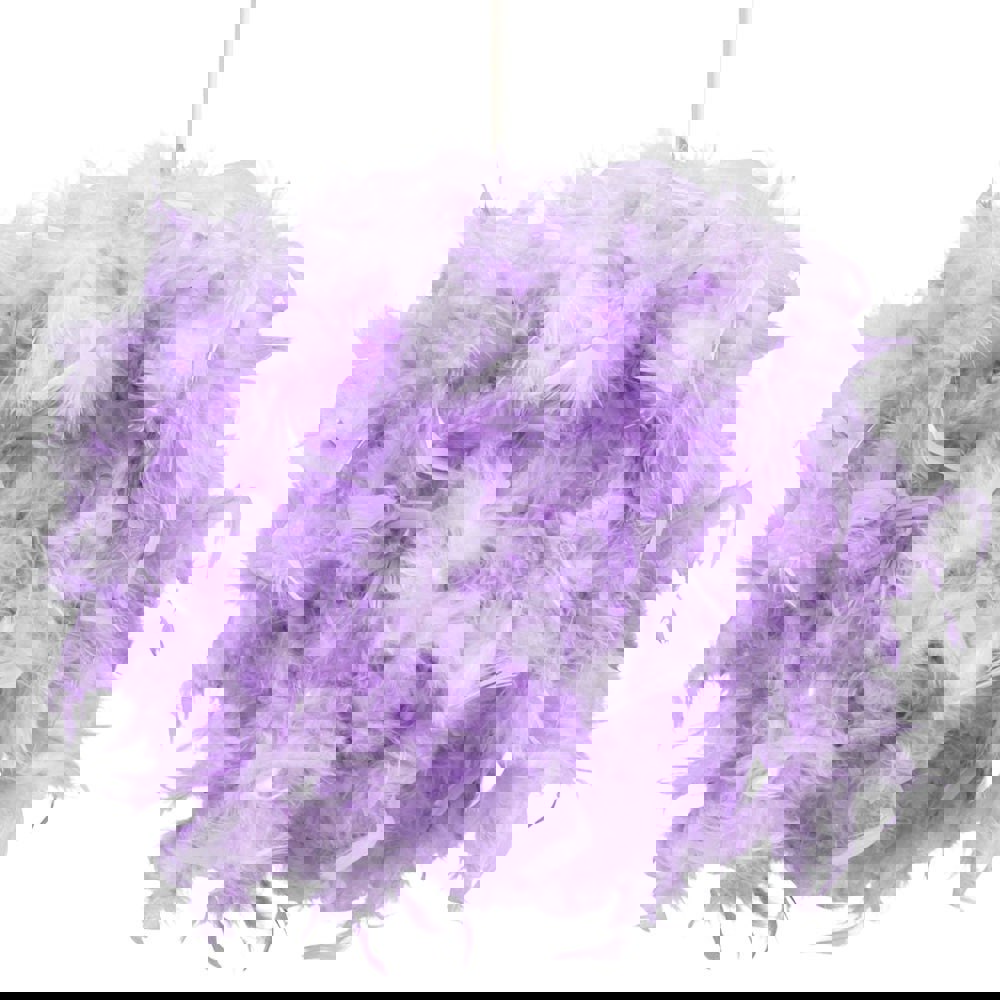 Contemporary and Unique Large Lilac Real Feather Decorated Pendant Light Shade Image 1