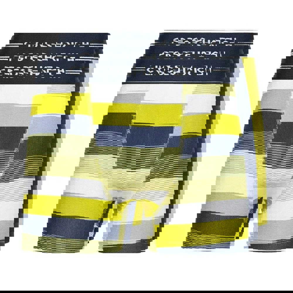 Crosshatch Mens Avocet Boxer Shorts (Pack of 3) - Yellow/Navy/White