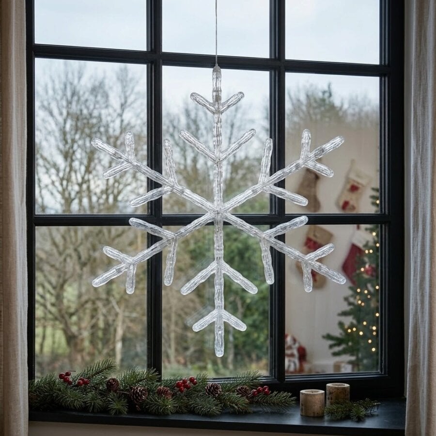 Garden Greatness Cool White Battery Operated Snowflake Window Light