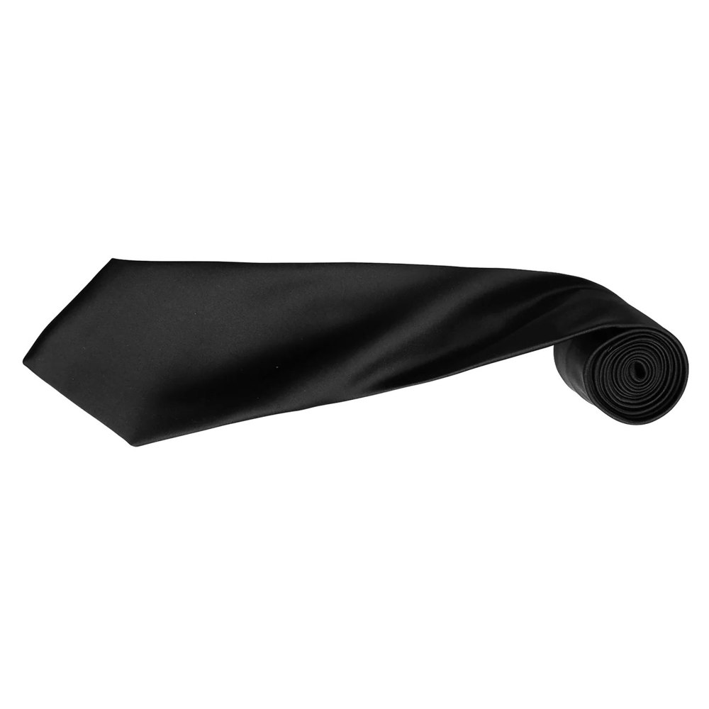 Premier Mens Plain Satin Tie (Narrow Blade) (Pack of 2) - Black