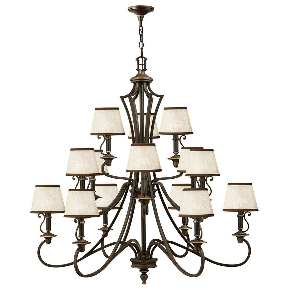 15 Bulb Chandelier Hanging Pendant LIght Olde Bronze LED E14 40W Bulb Loops