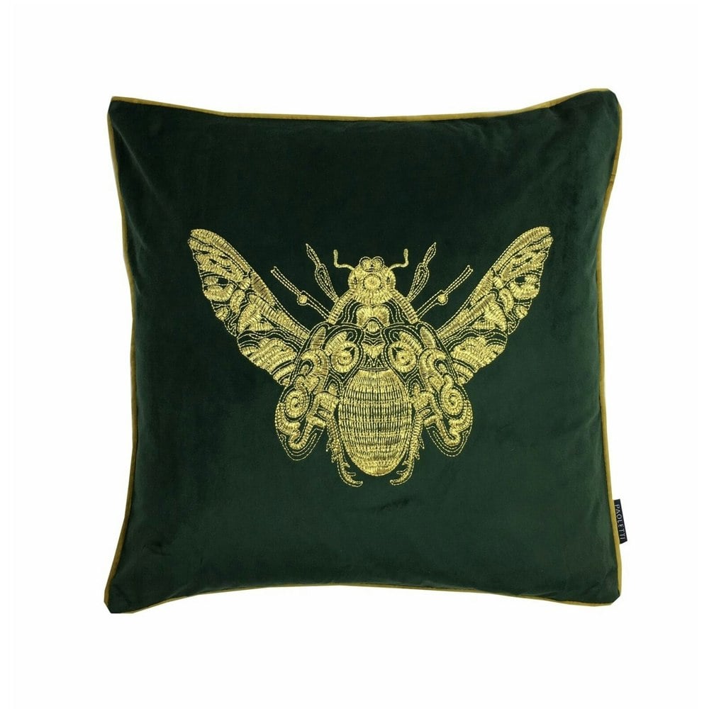 Riva Home Cerana Bee Design Cushion Cover - Emerald Green