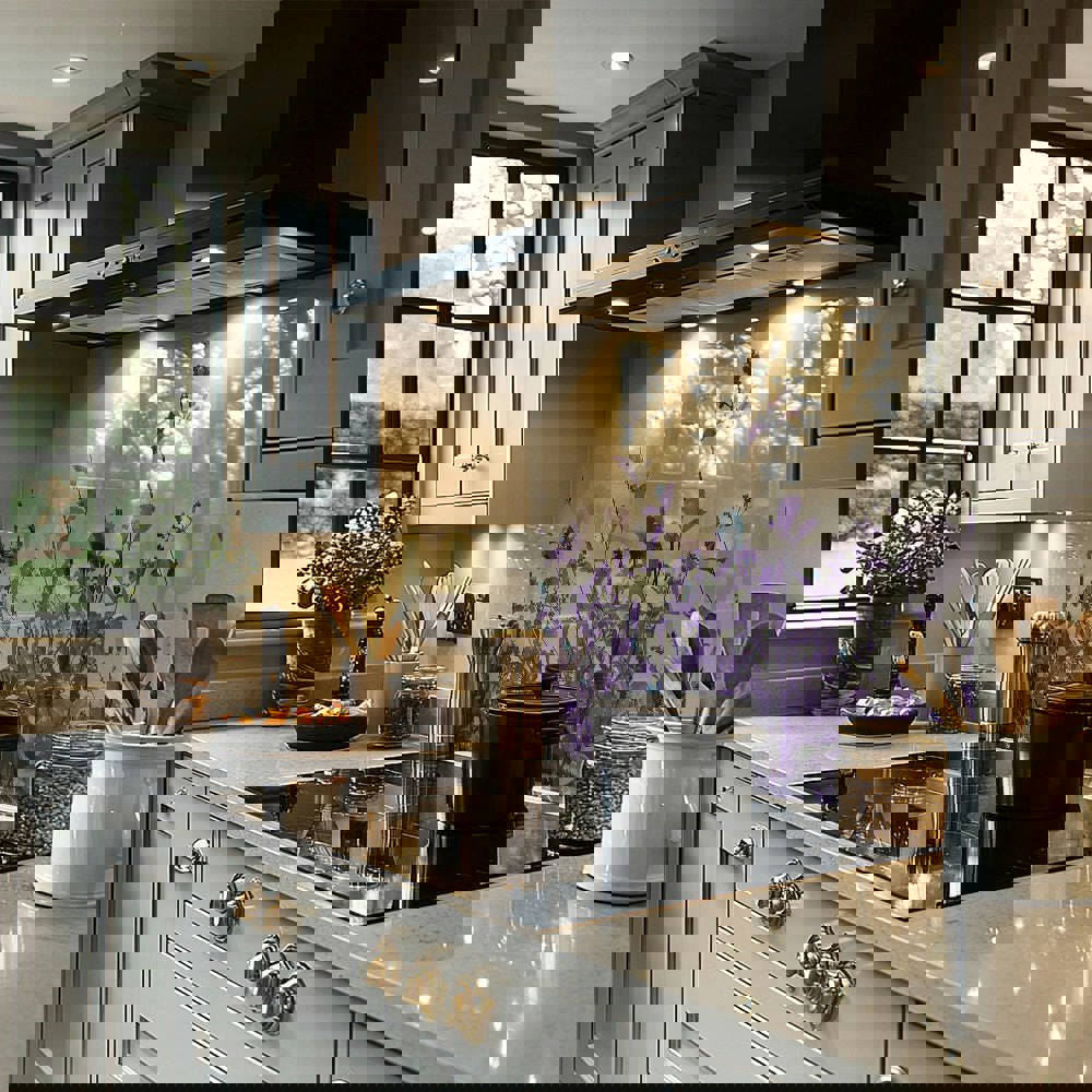 Benjamin Tate Design Purple Flowers Splash Back