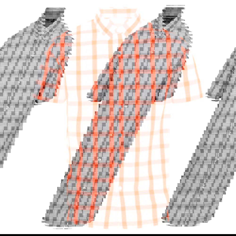 Regatta Mens Denmoor Checked Shirt - Silver Grey/Rusty Orange