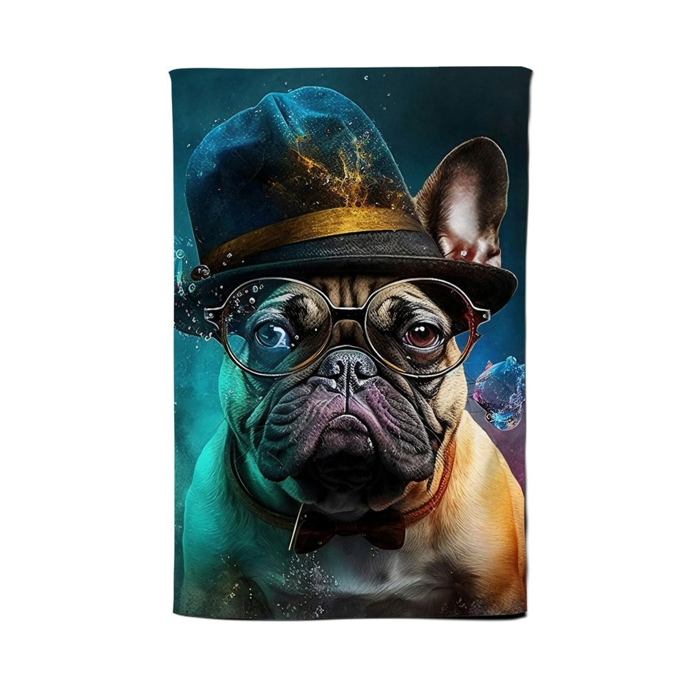 Warren Reed French Bulldog Splashart Tea Towel