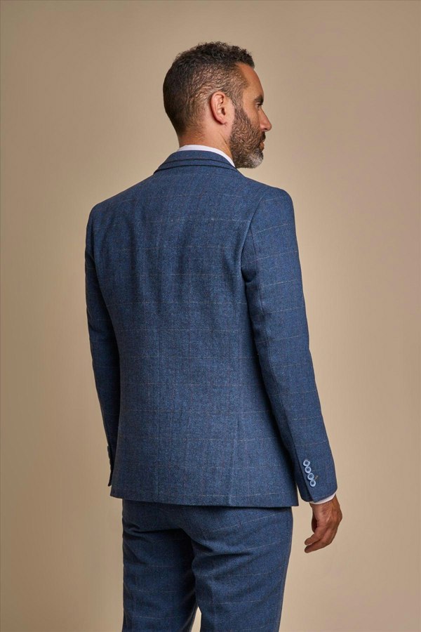 Carnegi Blue Three Piece Suit Back