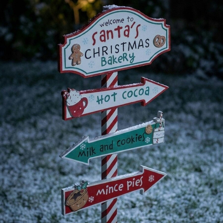 Garden Greatness Santa's Bakery Christmas Garden Stake Sign