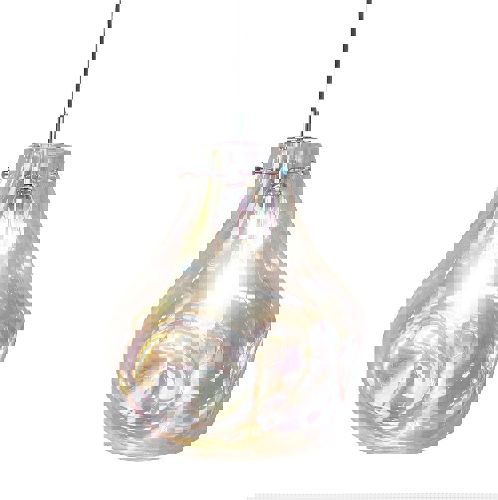 Ceiling Pendant Light Iridescent Glass & Chrome Plate 40W E27 GLS Dimmable Loops