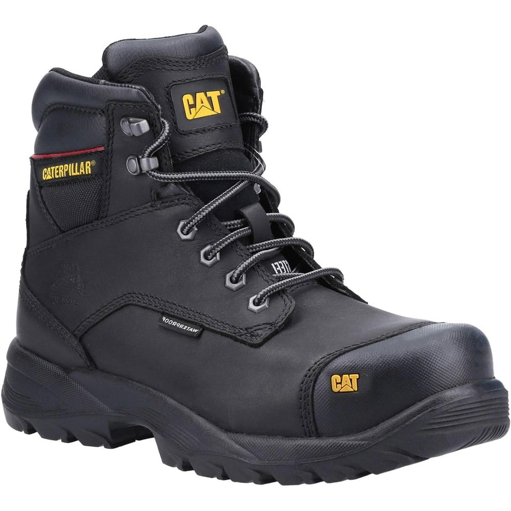 Caterpillar Mens Spiro Lace Up Waterproof Safety Boot - Black