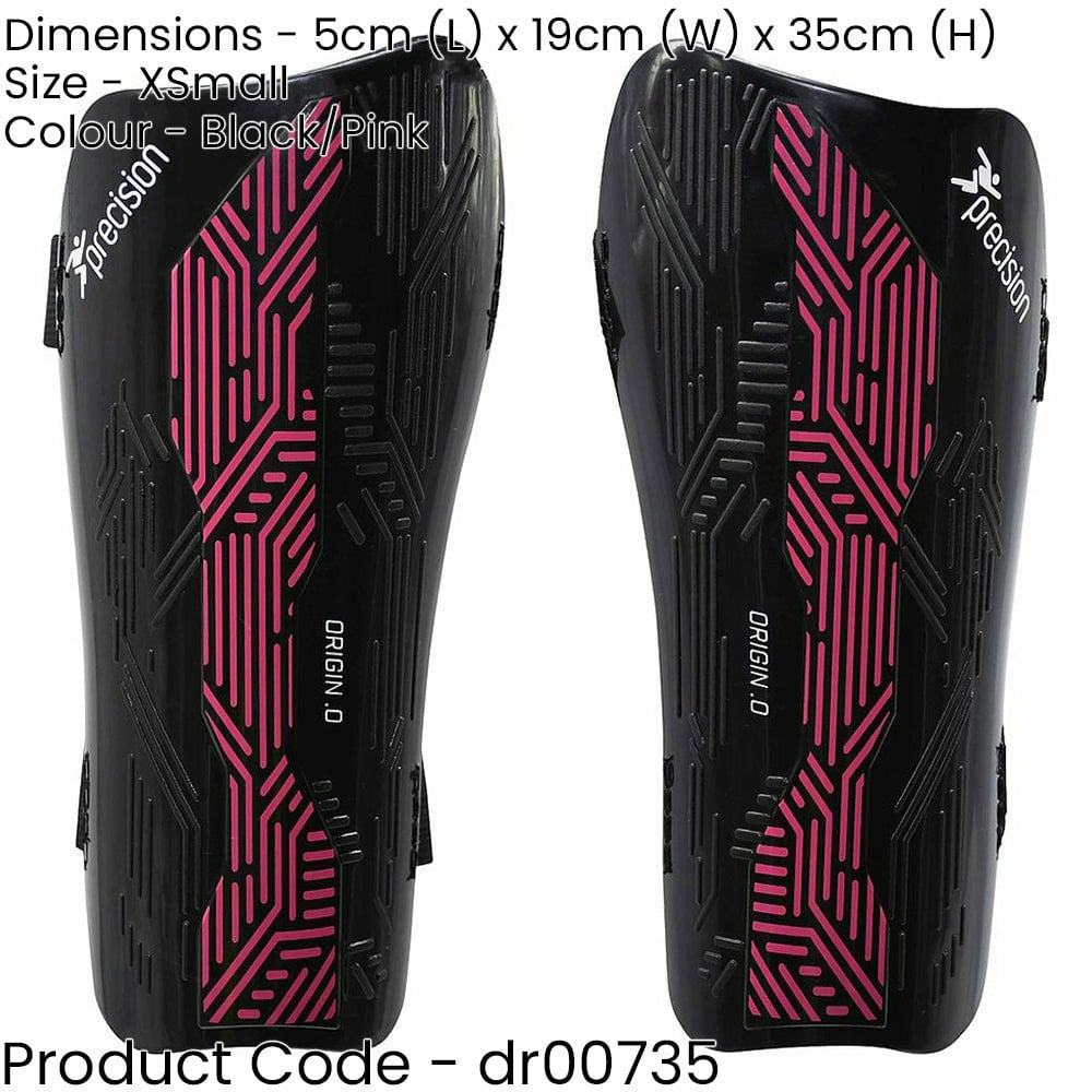 XS - Football Shin Pad Guards - BLACK/PINK - High Impact Wrap Around Leg Cover