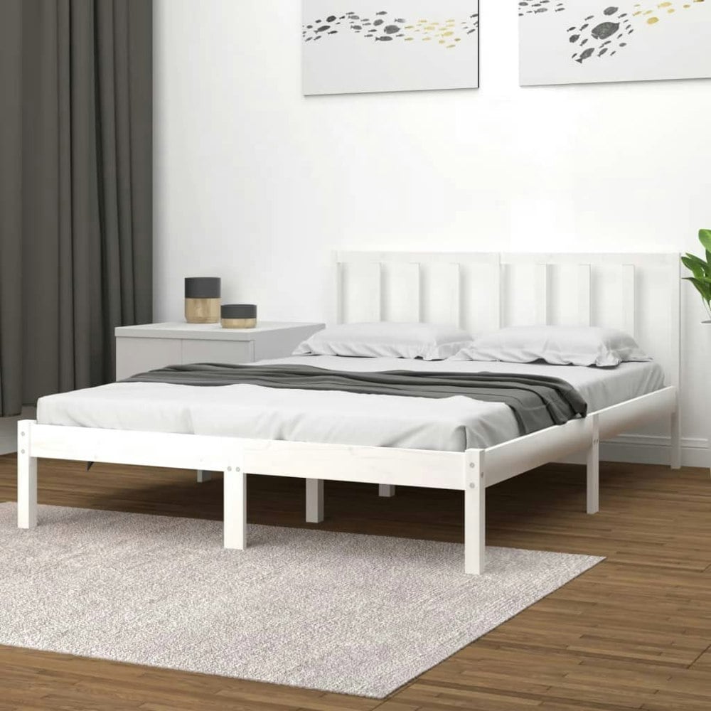 Berkfield Bed Frame White Solid Wood Pine 120x200 cm