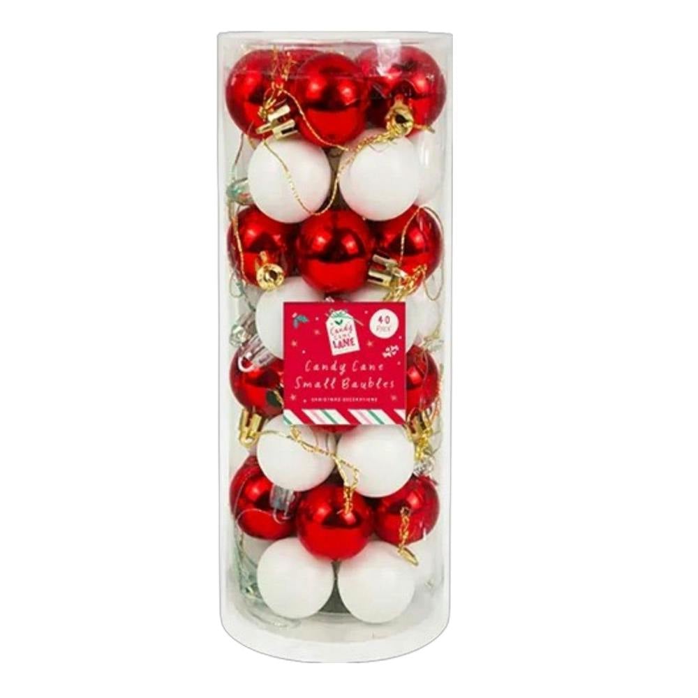 Garden Greatness 40 Pack Traditional Candy Cane Christmas Baubles