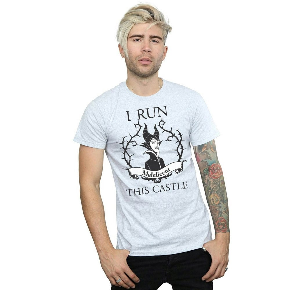 Disney Mens Maleficent I Run This Castle T-Shirt - Sports Grey
