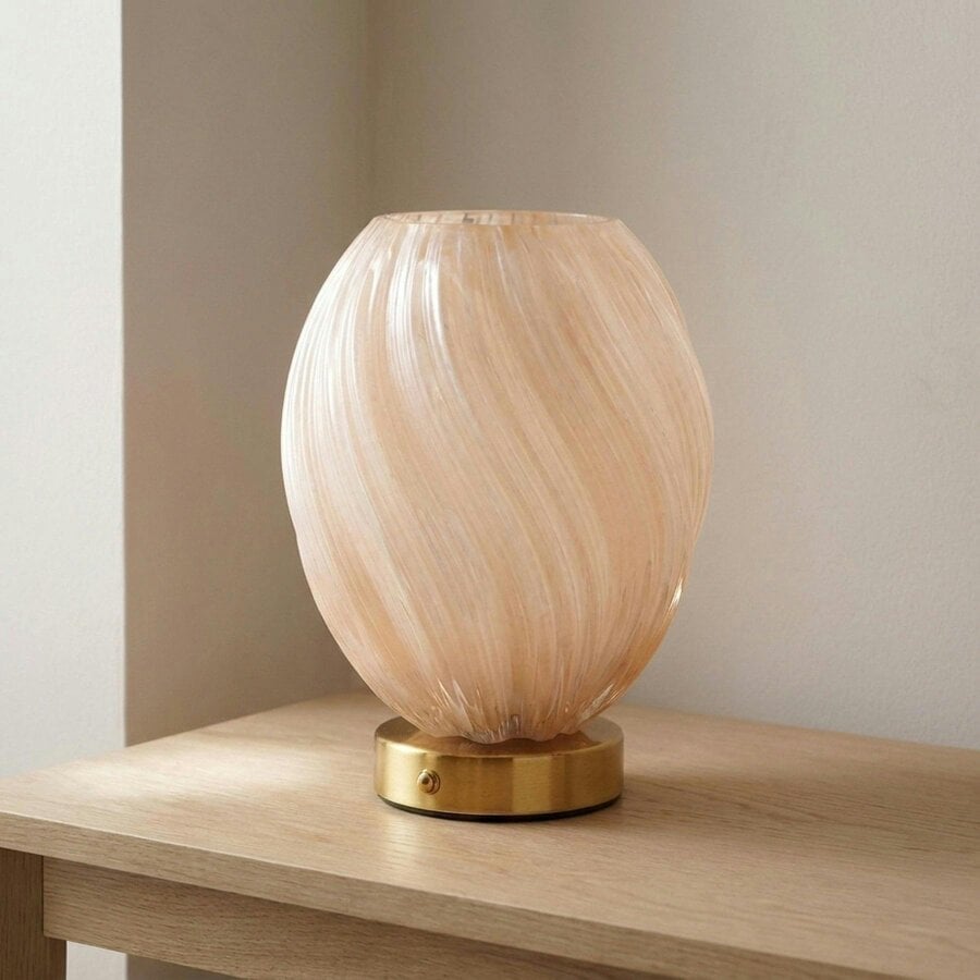 Garden Greatness Swirl Glass LED Rechargeable Touch Lamp