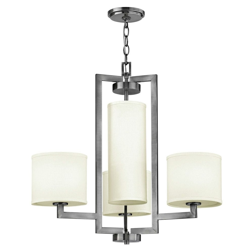 4 Bulb Chandelier Hanging Pendant LIght Antique Nickel LED E27 100W Bulb Loops