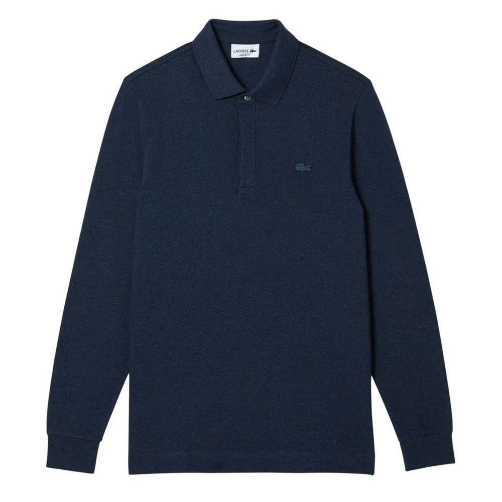 Lacoste Mens Smart Paris Cotton Long-Sleeved Polo Shirt - Navy