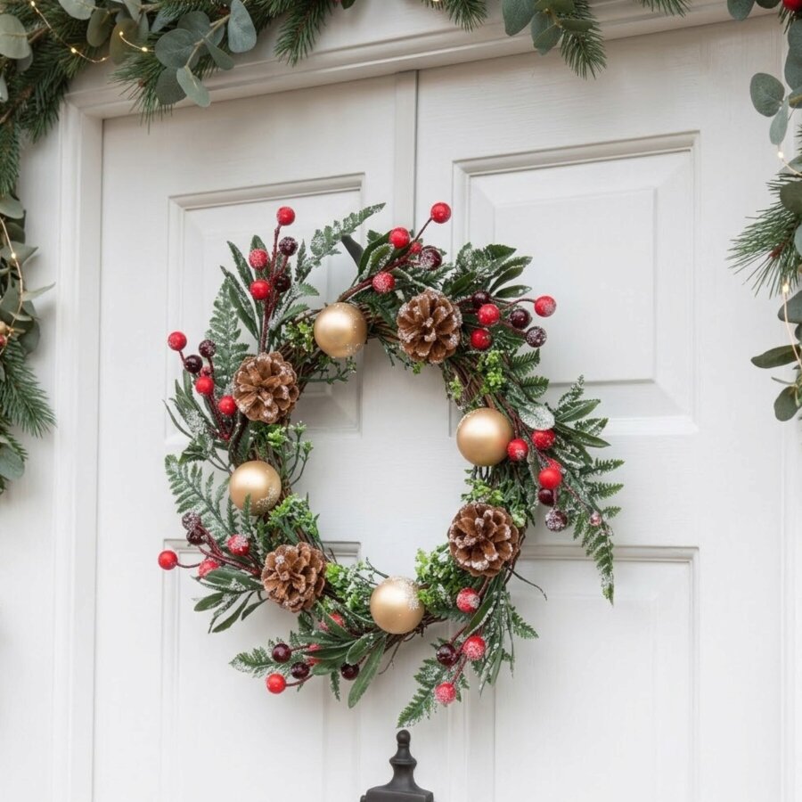 Garden Greatness Traditional Red Berry Christmas Wreath