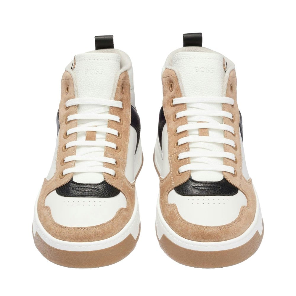 Boss Mens Baltimore Leather Trainers - Brown/Black/White