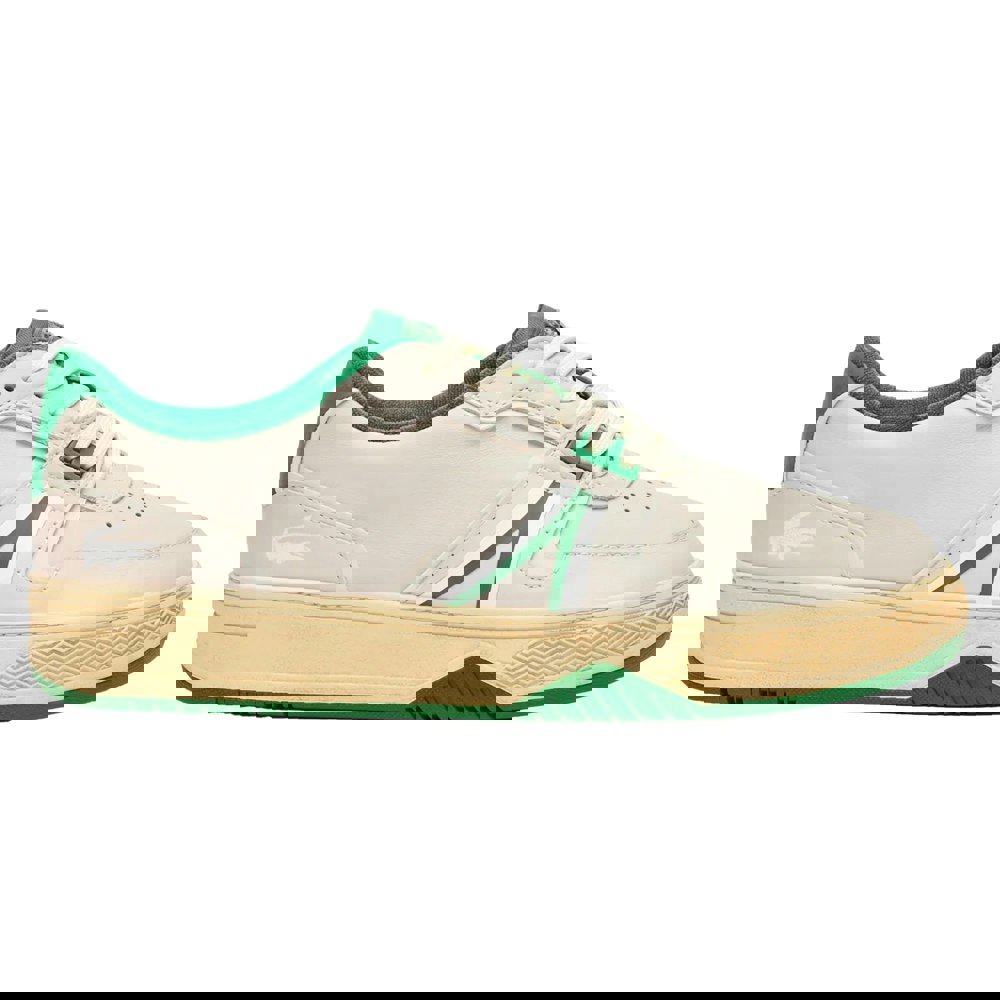Lacoste L001 Leather Trainers - Off White/Green
