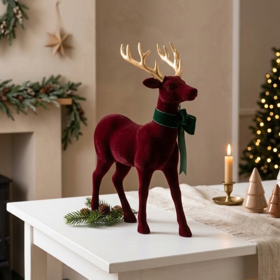 Garden Greatness Standing Flocked Reindeer Festive Ornament
