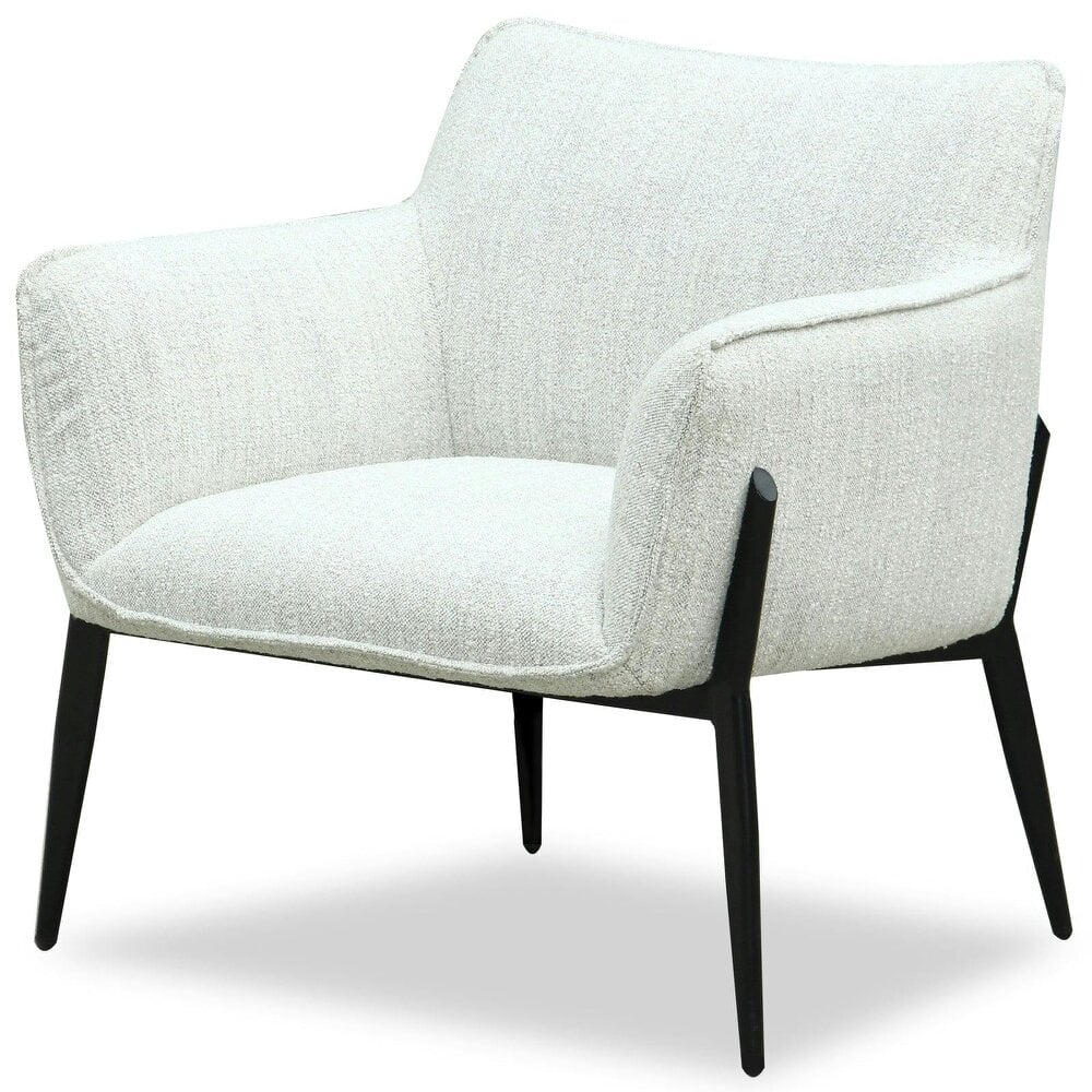 Wyld Haus Nashville Minimalist White Upholstered Accent Armchair Black Metal Legs