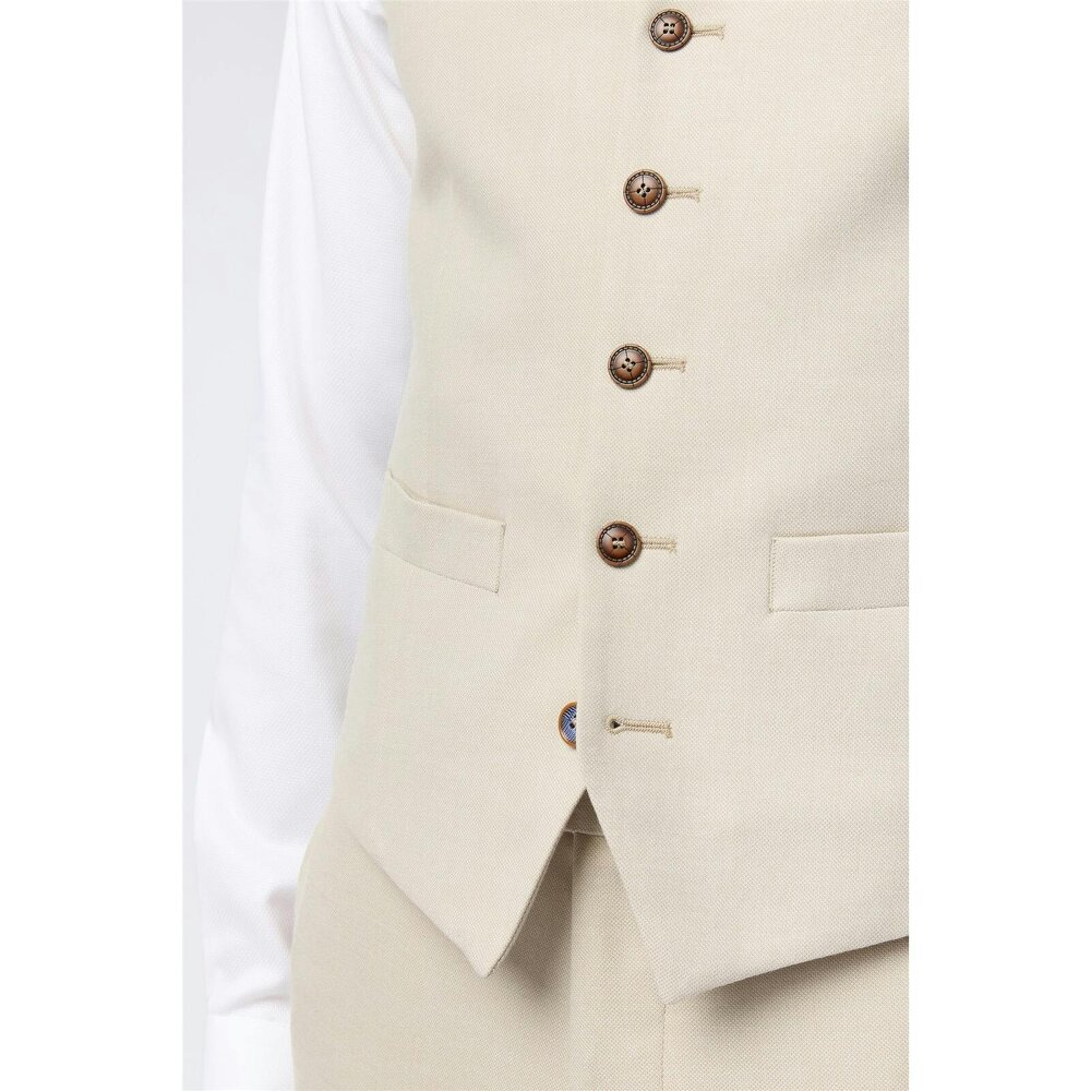 Antique Rogue Slim Fit Blake Ecru Waistcoat