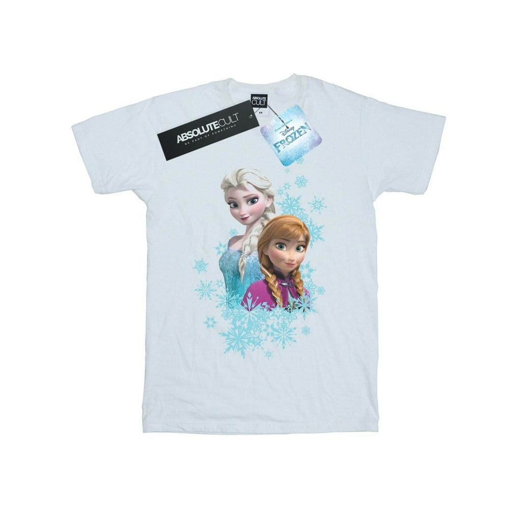Disney Womens/Ladies Frozen Elsa And Anna Sisters Cotton Boyfriend T-Shirt - White