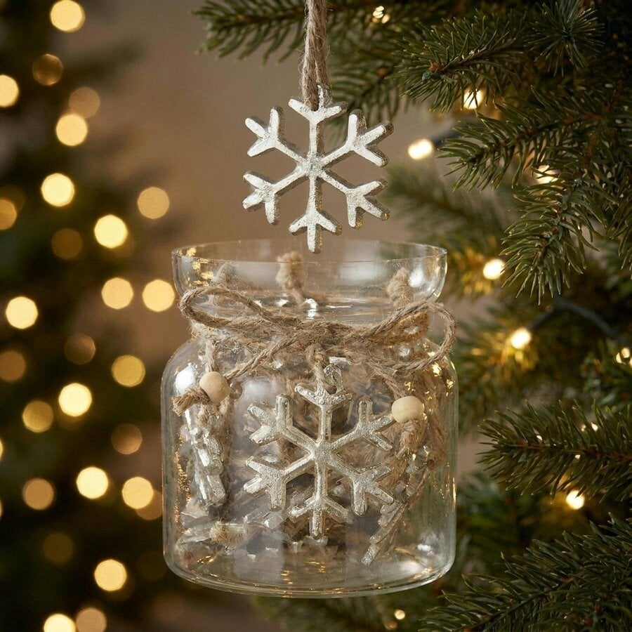 Garden Greatness Decorative Hanging Snowflakes Glass Jar Set