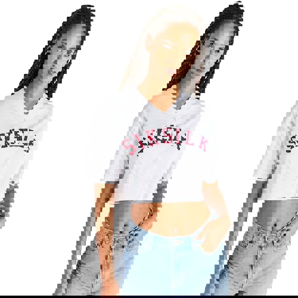 SikSilk Womens/Ladies Baseball Jersey - White