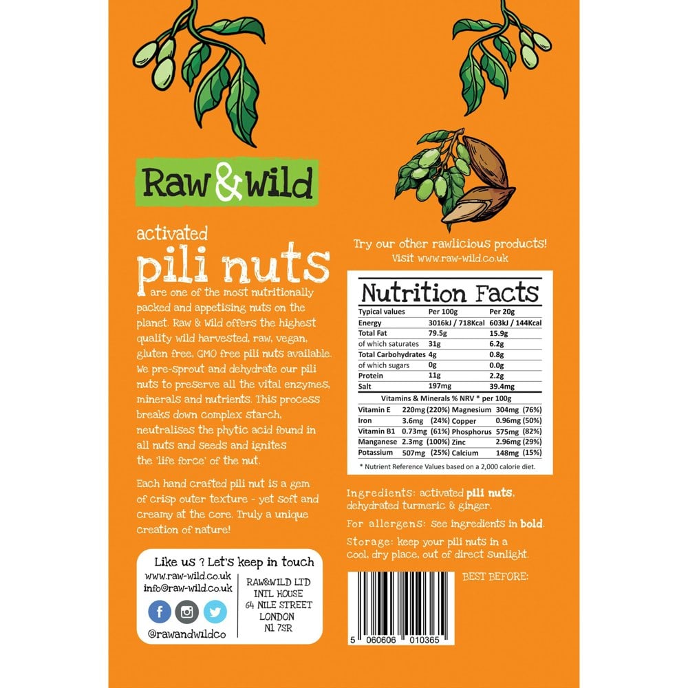Raw & Wild Activated Turmeric & Ginger Pili Nuts - 70g