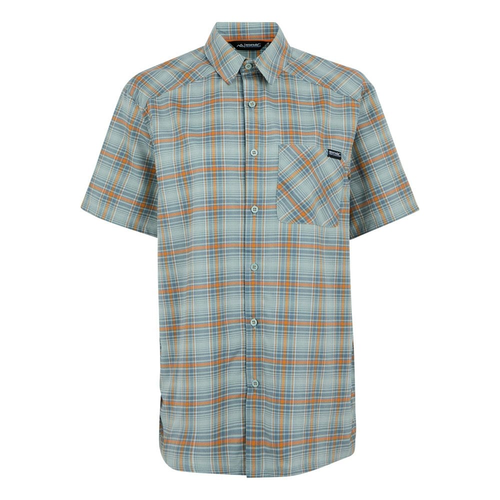 Regatta Mens Begarno Checked Short-Sleeved Shirt - Glacier