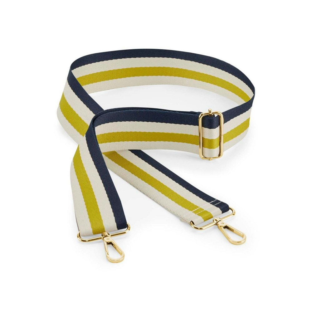 Bagbase Boutique Striped Adjustable Bag Strap - Navy/Oyster/Yellow