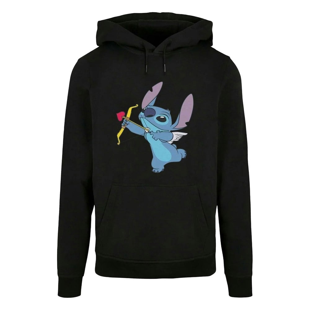 Disney Womens/Ladies Lilo And Stitch Stitch Cupid Valentines Hoodie - Black