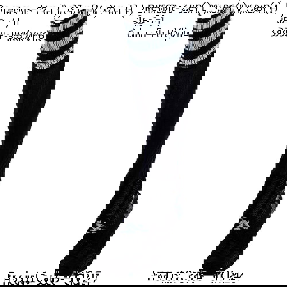 ADULT Size 7-11 Pro 3 Stripe Football Socks - BLACK/WHITE - Contoured Ankle