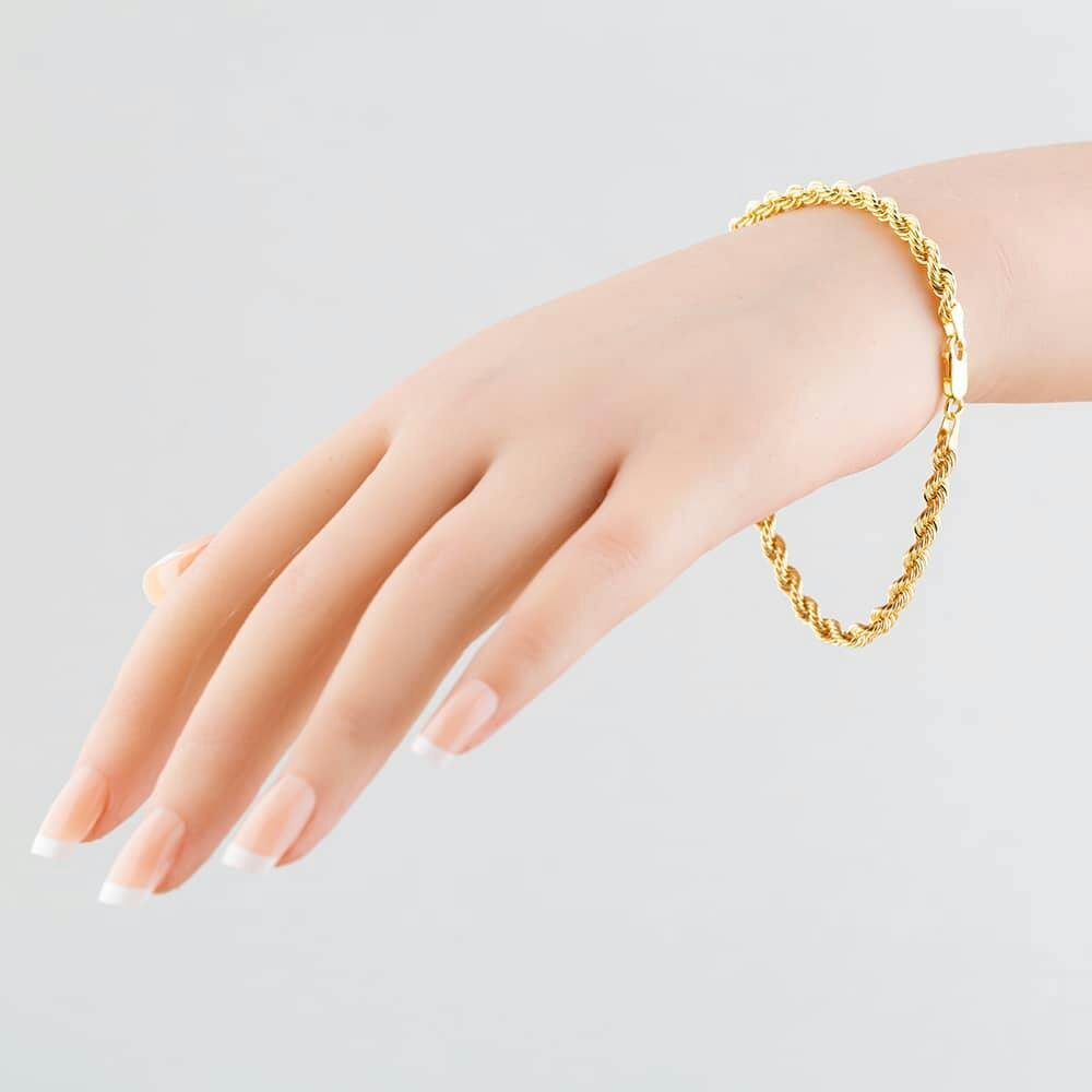 T. H. Baker 9ct Yellow Gold 8.5 Inch Rope Chain Bracelet HLRP-420-9Y-8.5