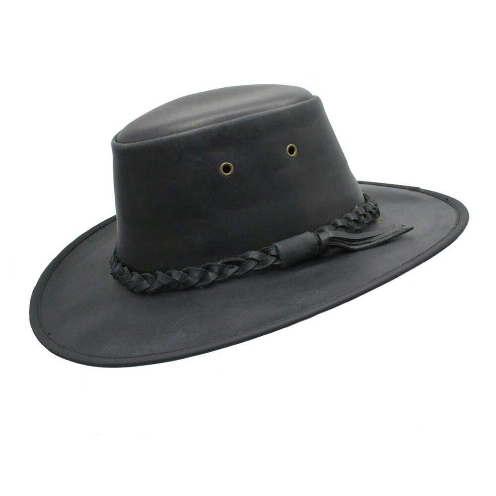Heather Hats & Accessories Premium Leather Bucket Hat, Black