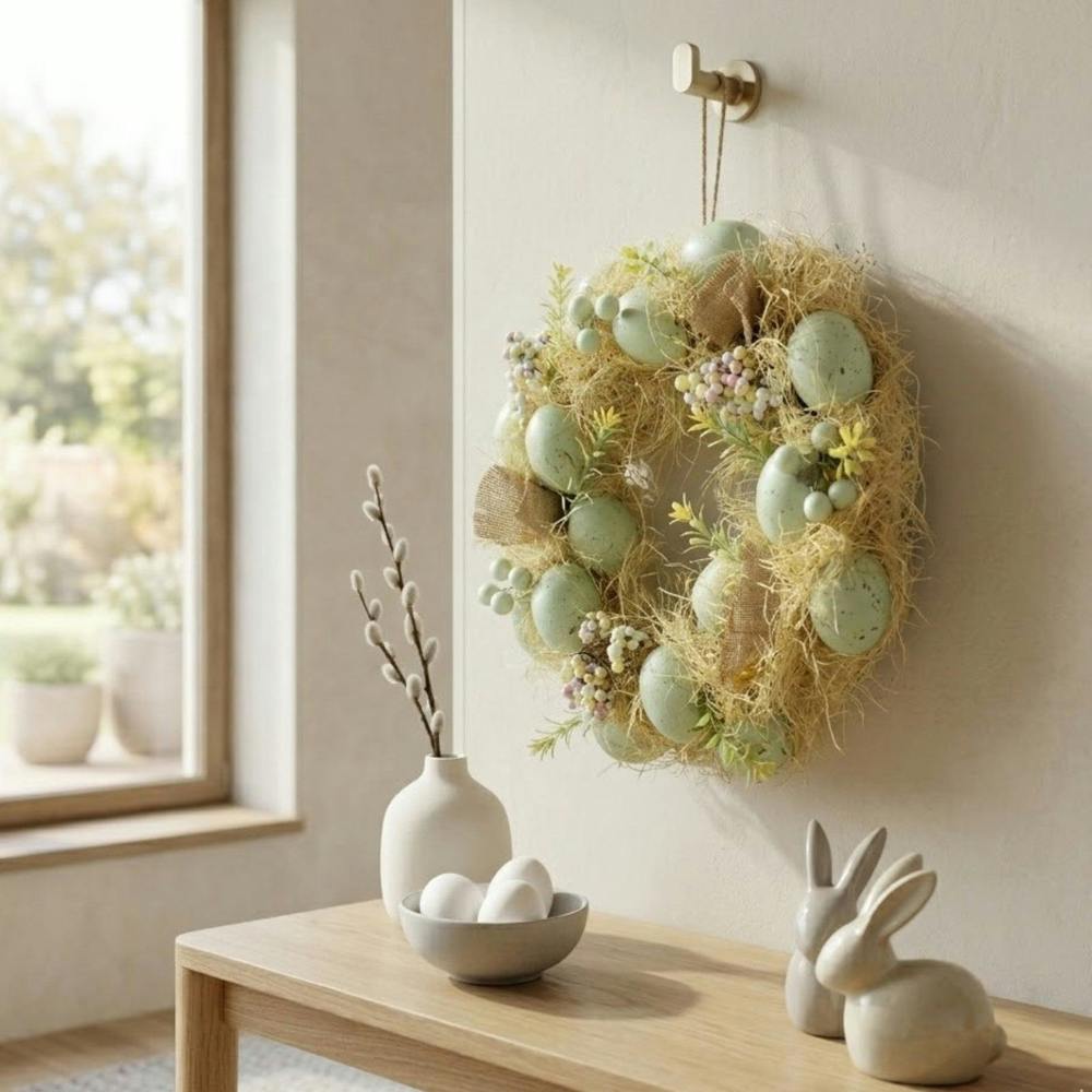 Garden Greatness Springtime Pastel Green Egg Wreath