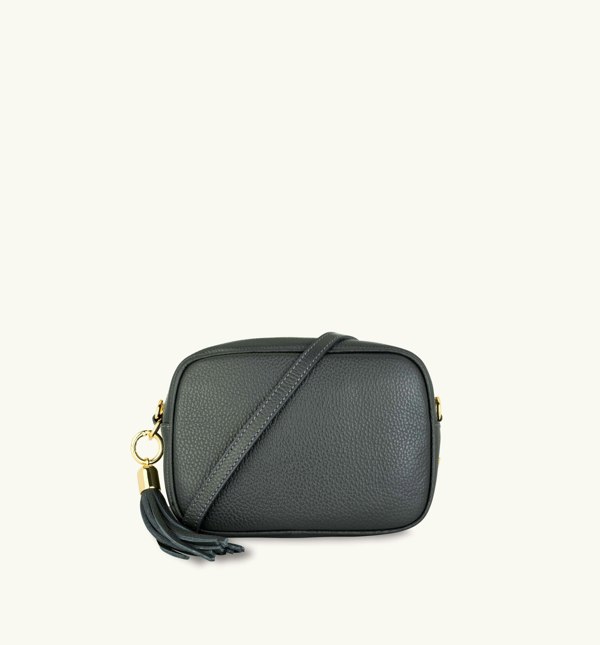 Apatchy Dark Grey Leather Crossbody Bag