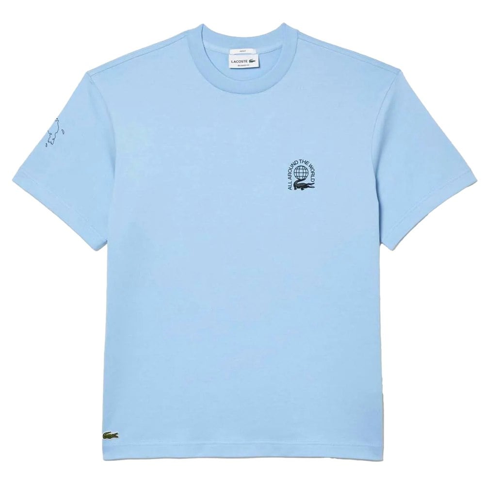 Lacoste Mens Organic Cotton Relaxed Fit T-Shirt - Blue