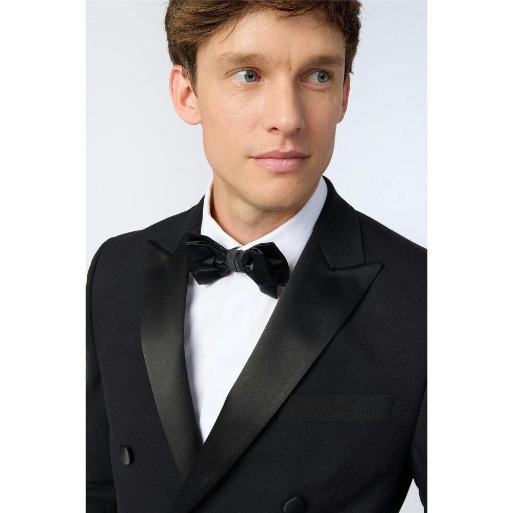Alexandre Silver Alexandre Black Twill Bow Tie