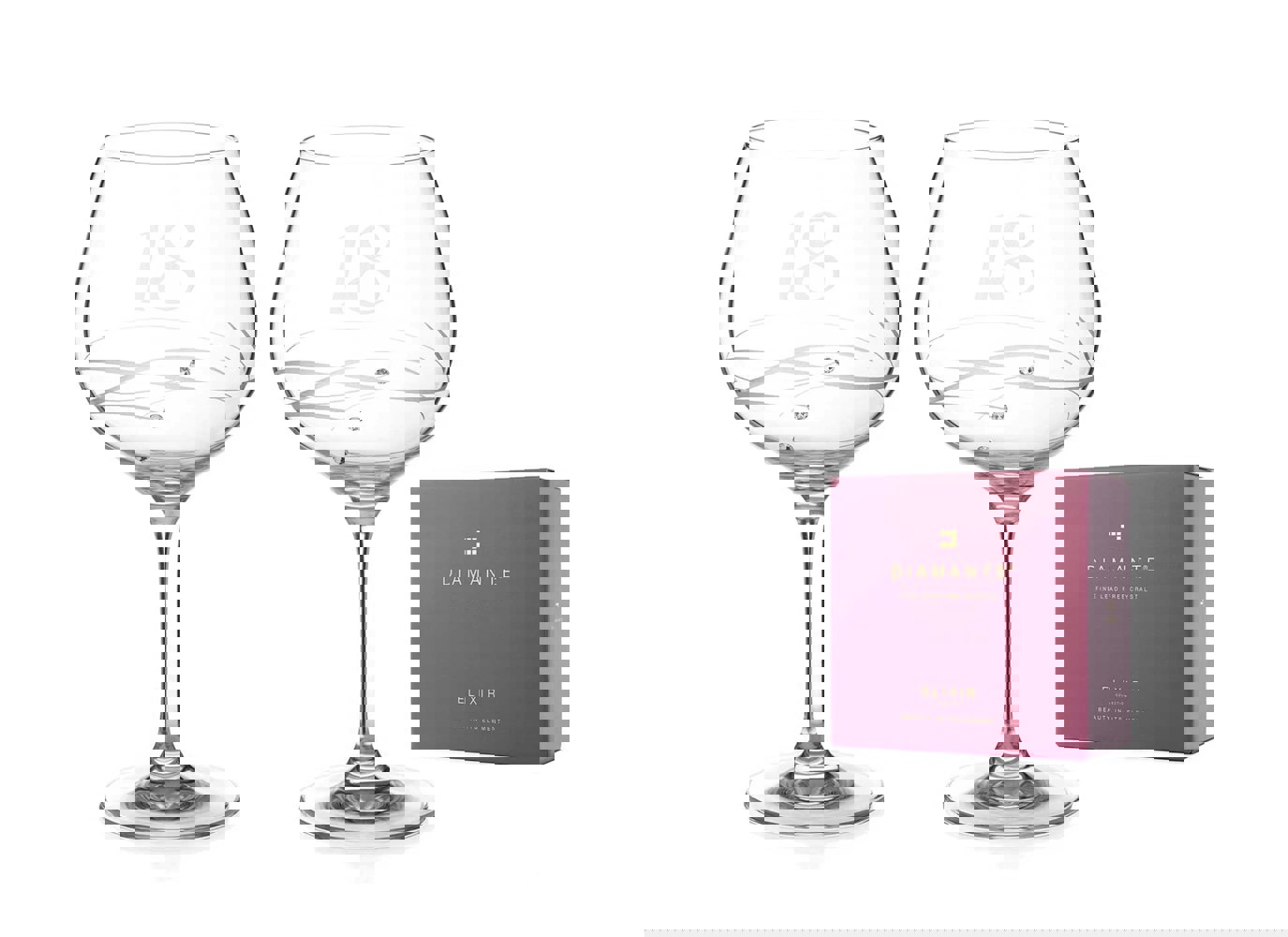 Diamante 18th Birthday Spiral Gin Glasses Adorned with Crystals by Swarovski® - Set of 2