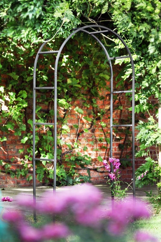 Samuel Alexander Tom Chambers Black Powder Coated Classic 228cm x 110cm Metal Steel Garden Flower Arch