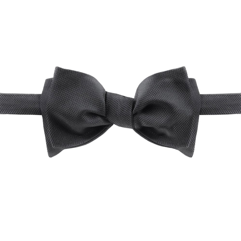 Alexander McQueen dark charcoal grey woven silk bow tie