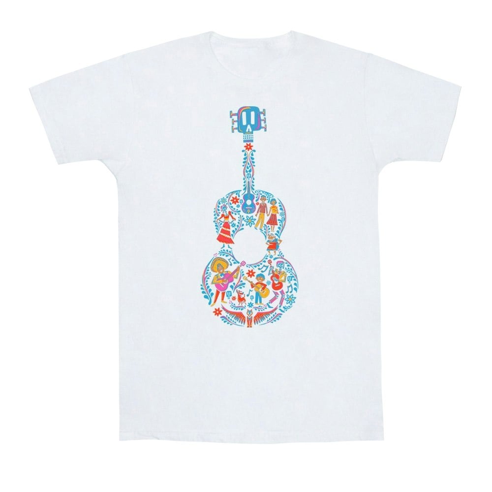 Disney Mens Coco Guitar Pattern T-Shirt - White