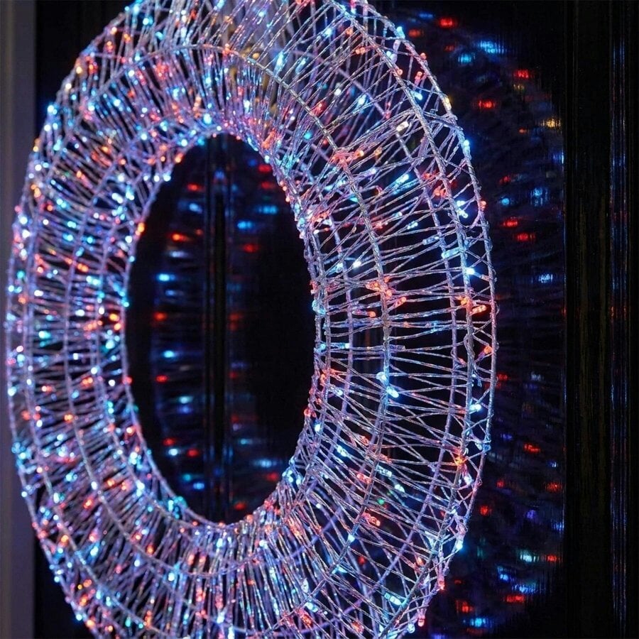 Garden Greatness White Twinkling Rainbow LED Door Wreath