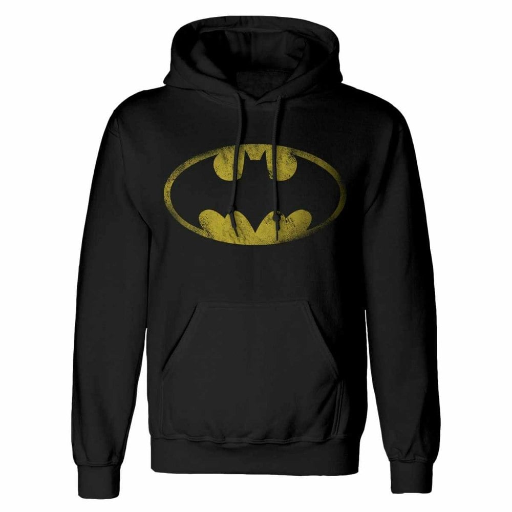 Batman Unisex Adult Logo Hoodie - Black/Yellow