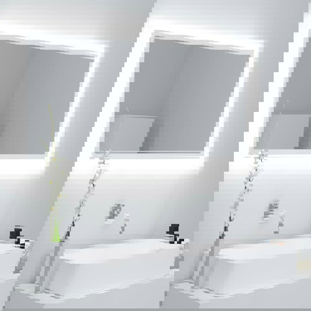 Berkfield LED Bathroom Mirror White 100x8.5x37 cm Acrylic