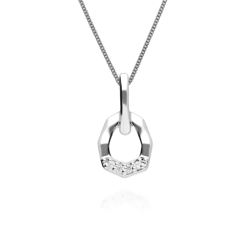 162P0225019 Diamond Pave Asymmetrical Pendant in 9ct White Gold 1