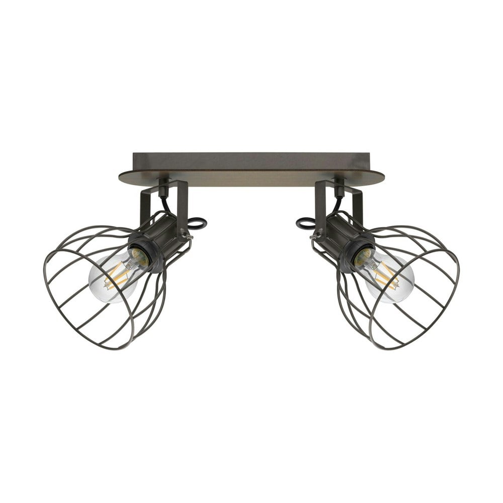 Flush Ceiling Light Colour Brown Silver Shade Silver Steel Bulb E27 2x40W Loops